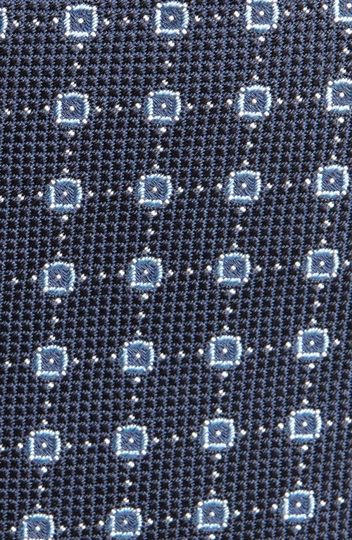 Hugo Boss Boss Geo Jacquard Silk Blend Tie In Dark Blue
