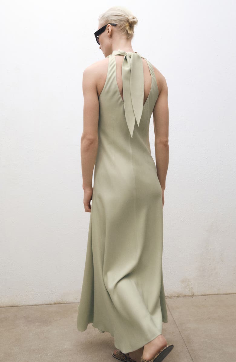 MANGO A-Line Satin Dress, Alternate, color, Pastel Green