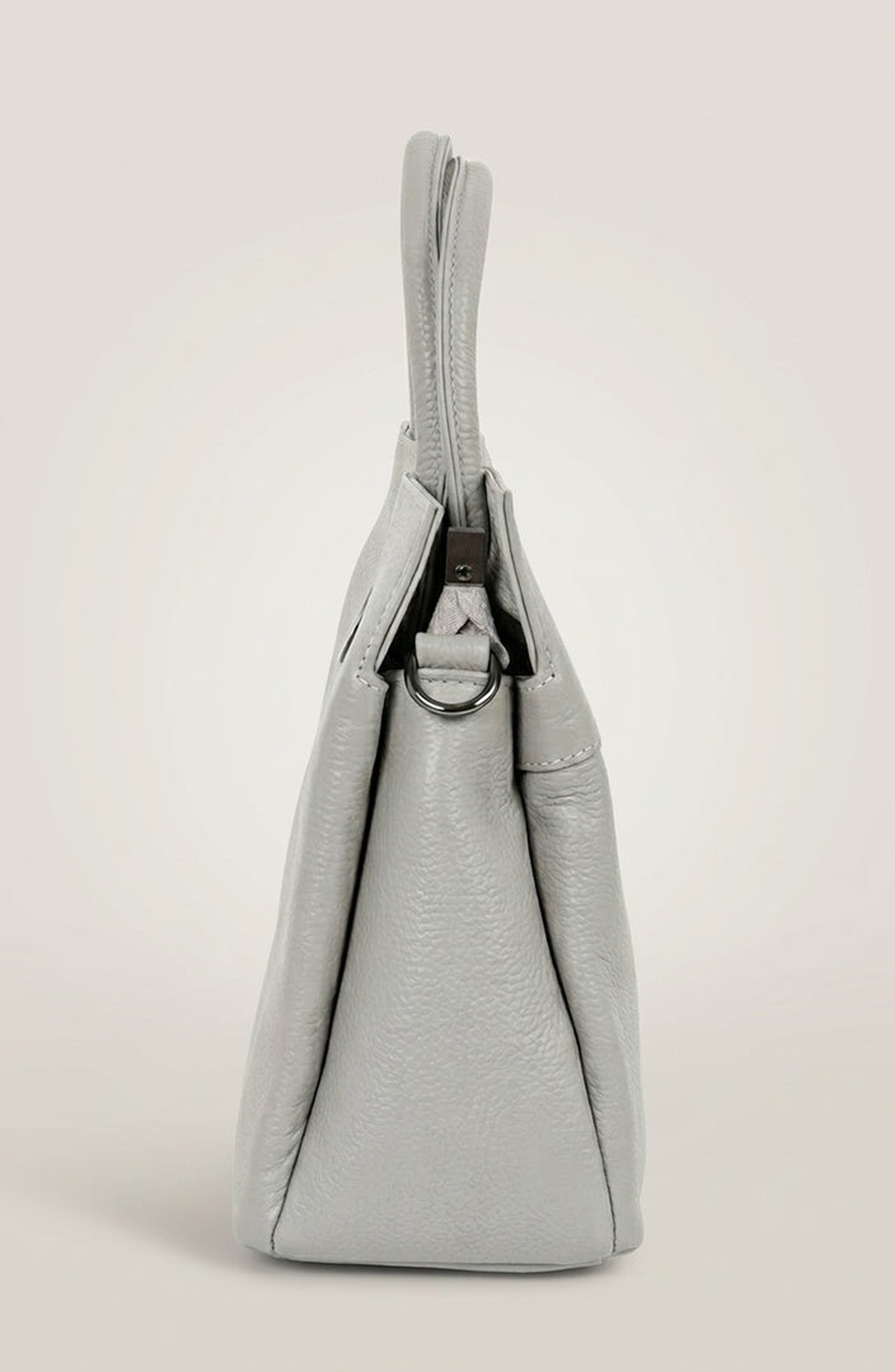 Modenaire Structured Circular Detail Top Handle Bag, Alternate, color, Light Grey
