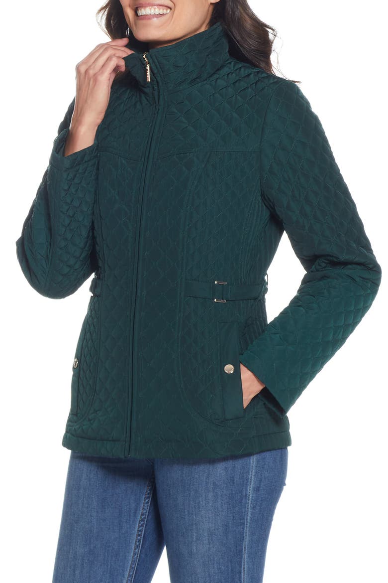 Quilted Stand Collar Jacket, Alternate, color, DARK HUNTER
