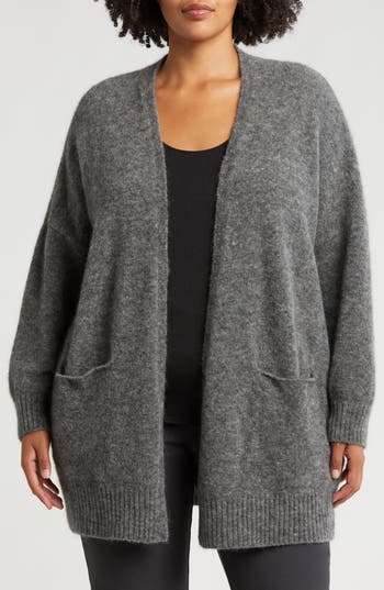 EILEEN FISHER EILEEN FISHER OPEN FRONT BRUSHED CARDIGAN 