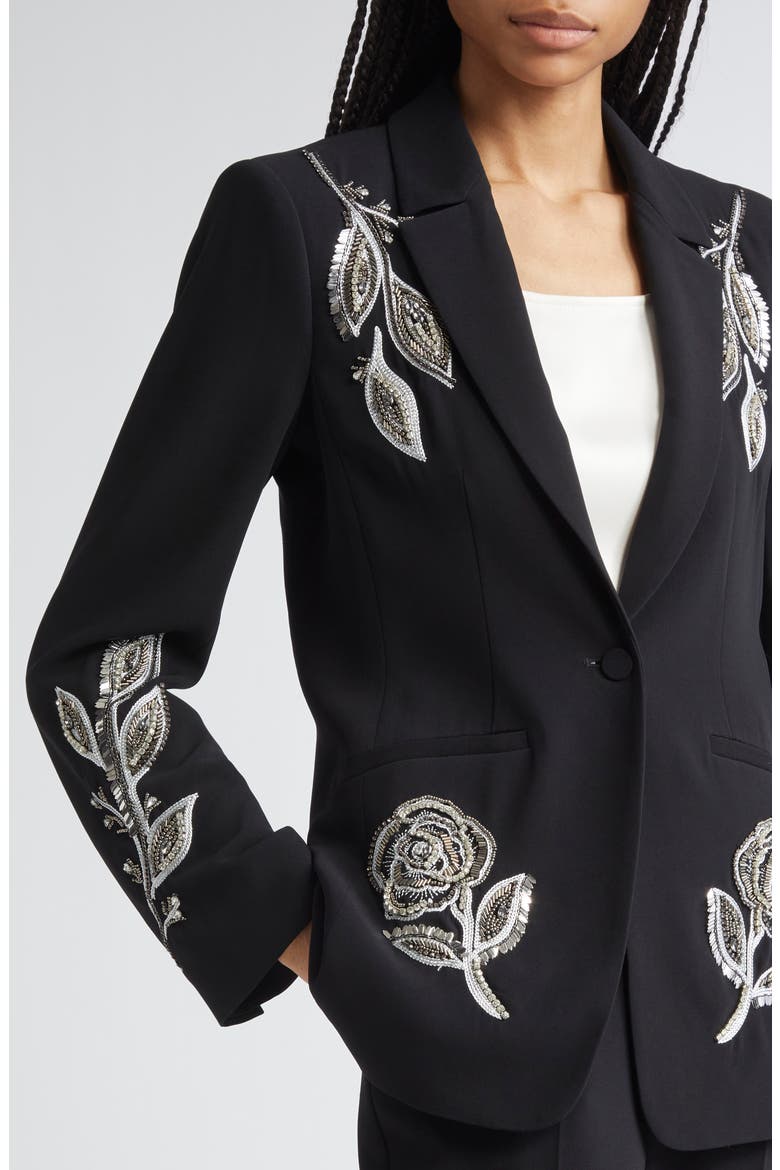 Karlie Metallic Paisley Detail Blazer, Alternate, color, BLACK