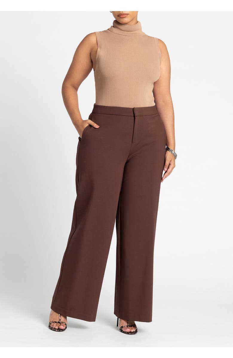 ELOQUII The Ultimate Stretch Wide Leg Pant, Alternate, color, Totally Black