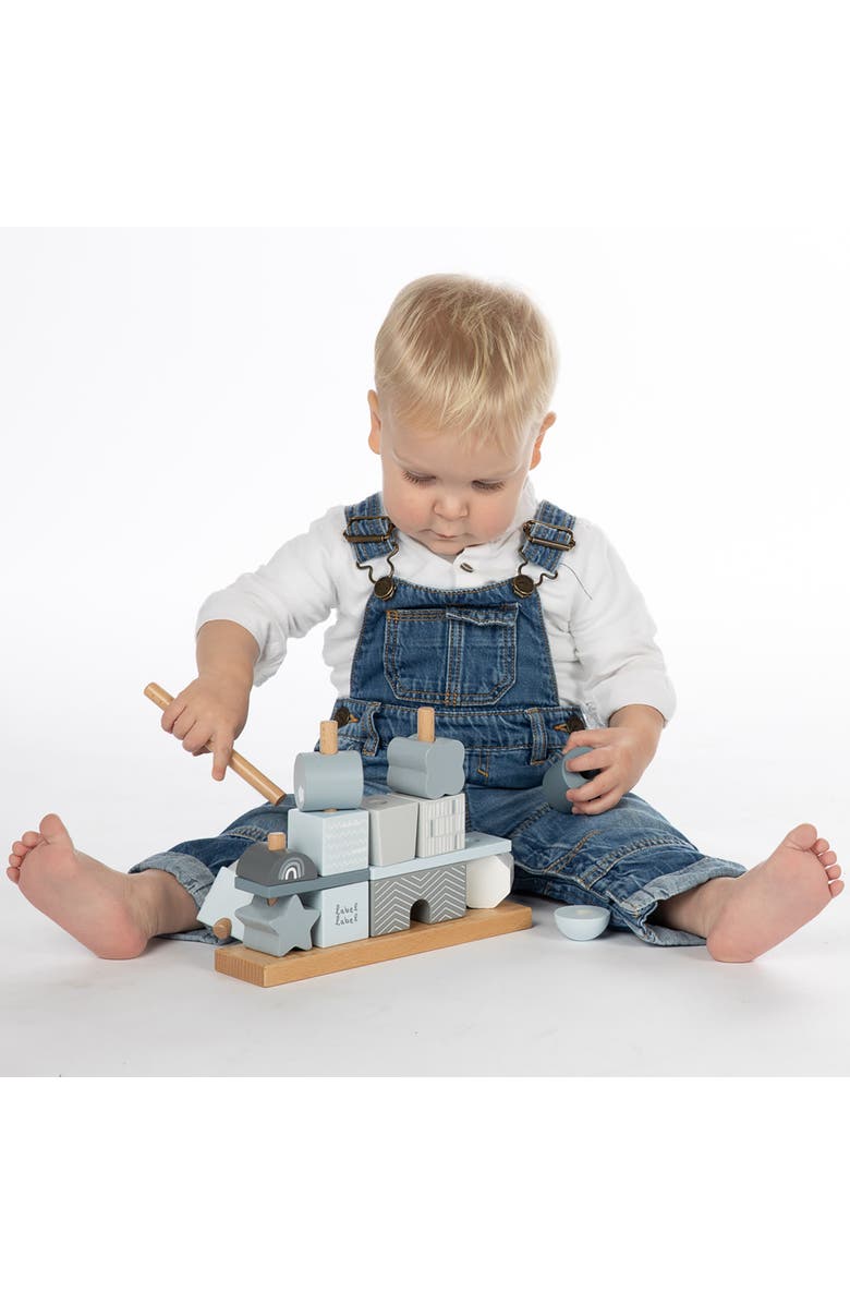 Label Label Stacking Blocks House Blue, Wooden & Colored Blocks, 18 months+, Alternate, color, Multicolored