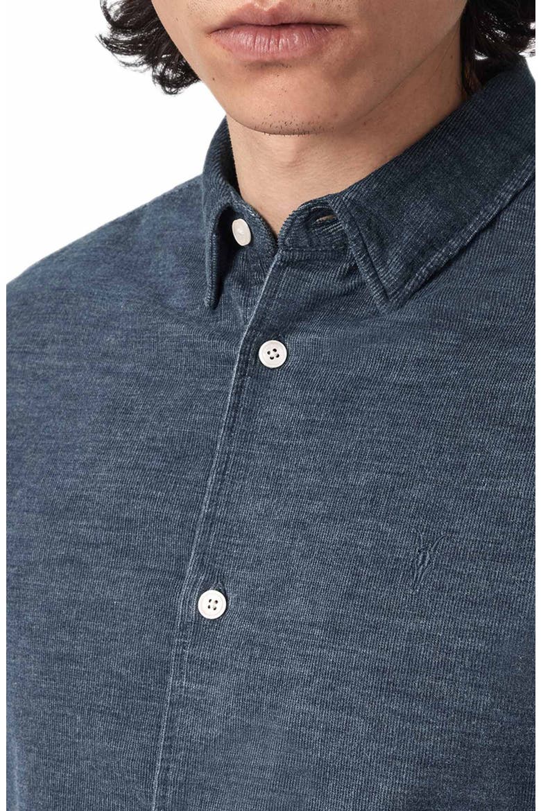 Lorella Rib Cotton Button-Up Shirt, Alternate, color, MOONSTONE BLUE