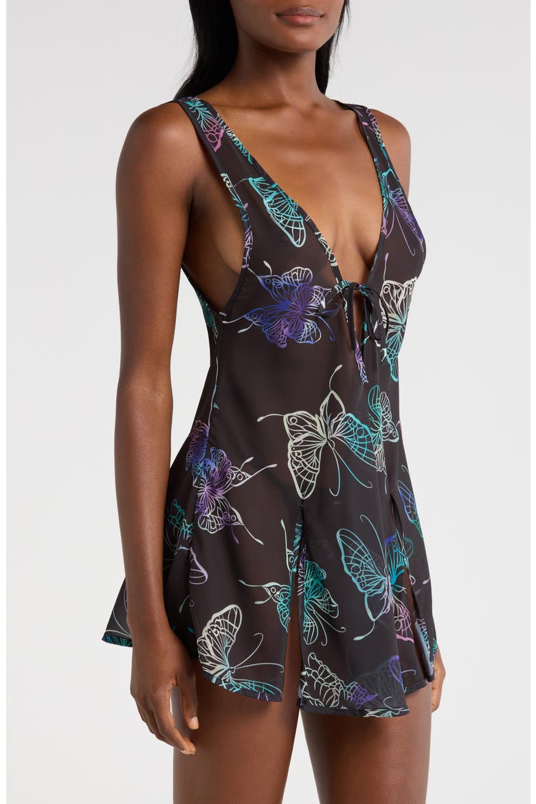 Mariposa Babydoll Chemise, Alternate, color, BLACK