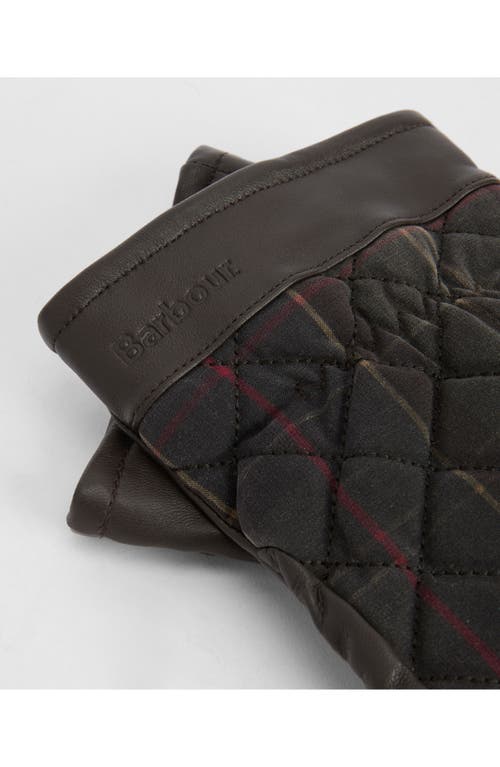 Barbour Darwen Quilted Tartan Touchscreen Gloves In Black