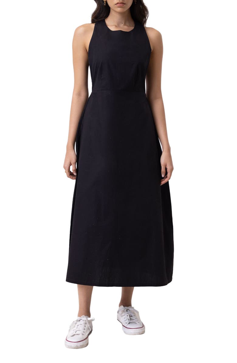 Reistor Cross-back Midi Dress, Main, color, Black