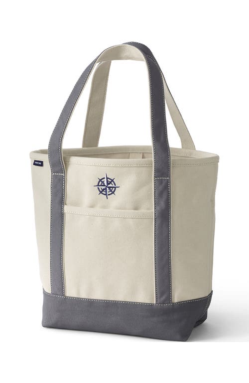 Lands' End Open Top Canvas Tote Bag in Natural/silver Graphite at Nordstrom, Size Large
