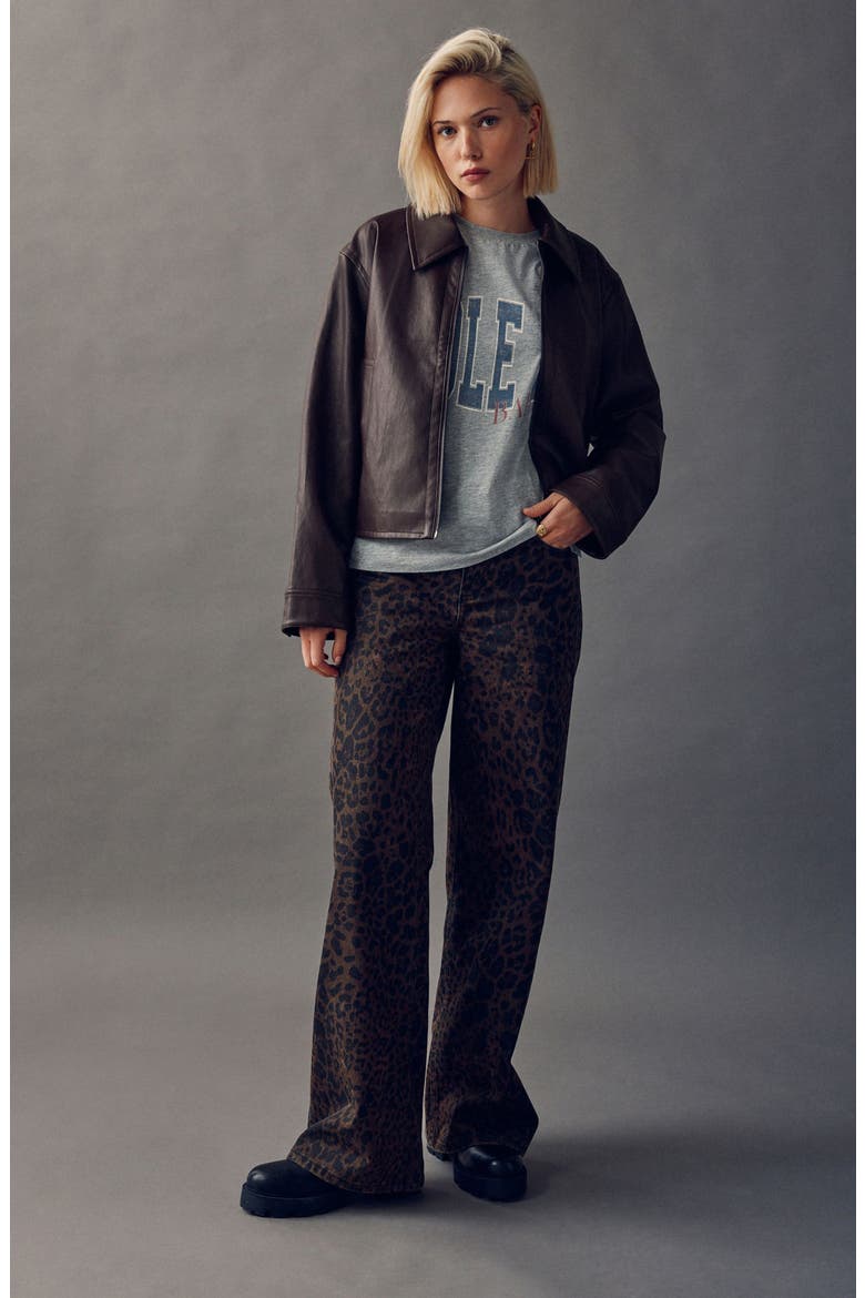 Animal Print High Waist Wide Leg Jeans, Alternate, color, BROWN MULTI