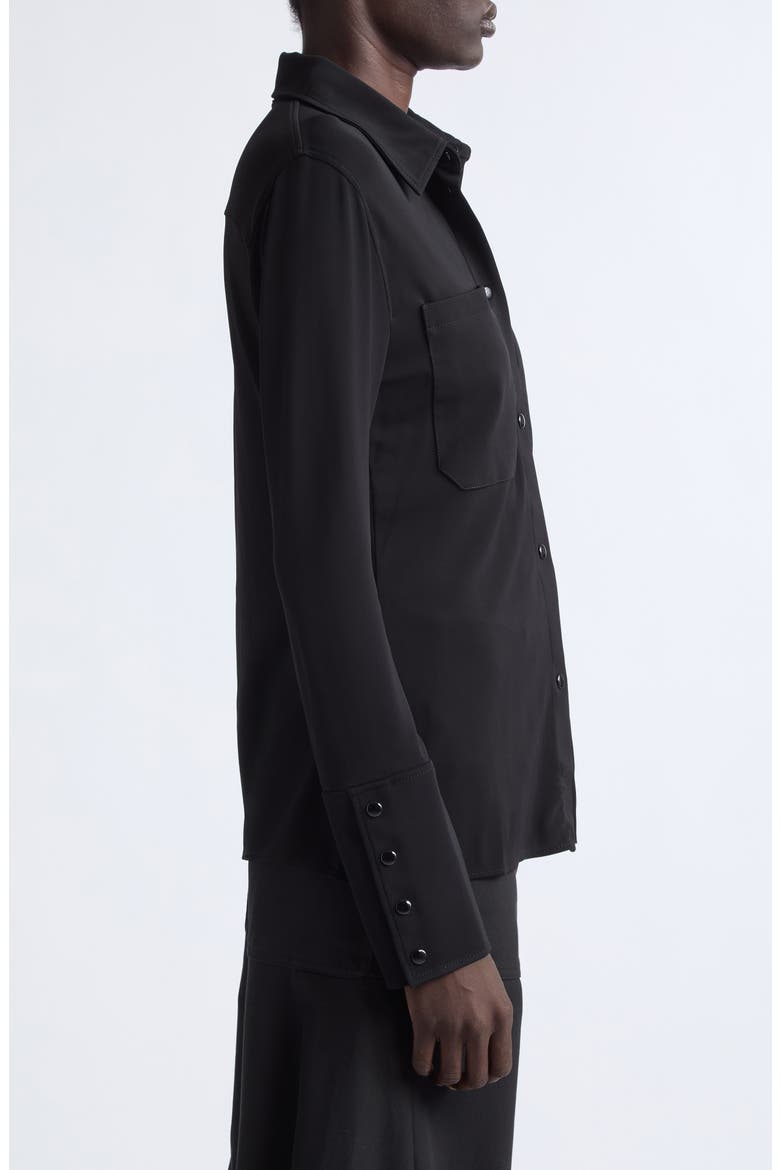 Two Pocket Stretch Jersey Snap Front Shirt, Alternate, color, BLACK