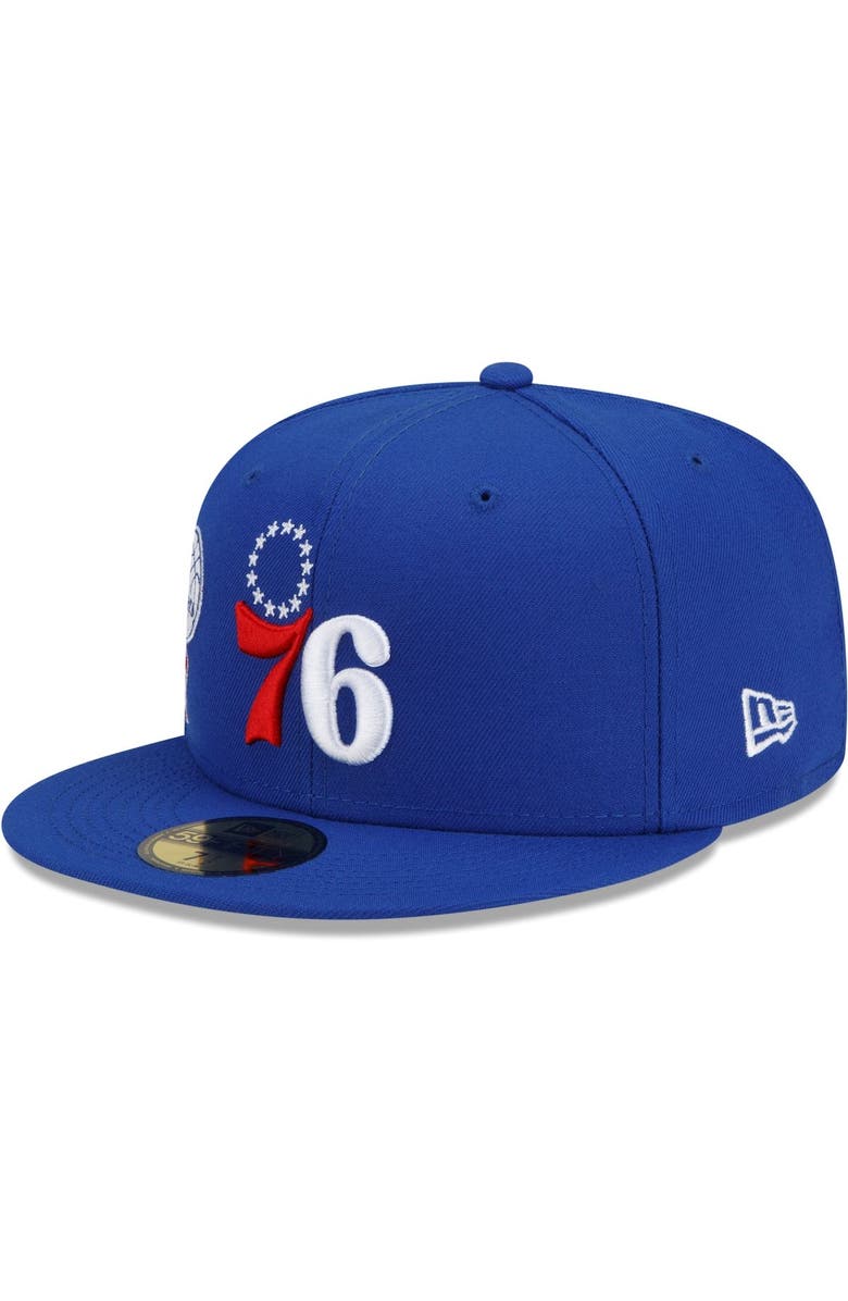 New Era Men's New Era Royal Philadelphia 76ers City Cluster 59FIFTY Fitted Hat, Alternate, color, 