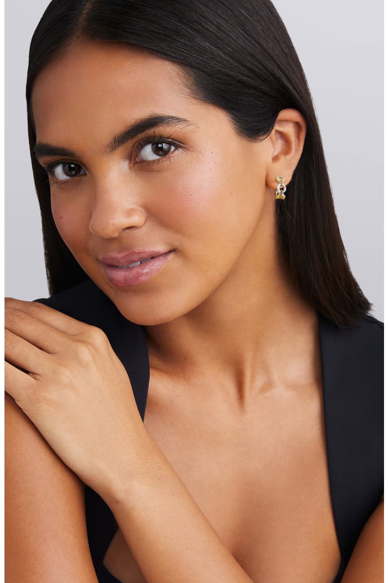 Caviar Lux 2-Tone Petite Link Diamond Hoop Earrings, Alternate, color, STERLING SILVER