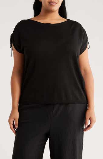 MAX STUDIO Ruched Shoulder Cap Sleeve Sweater