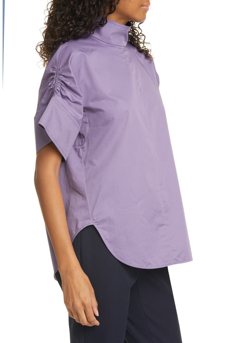Shirred Sleeve Eco Poplin Top, Alternate, color, GREY PURPLE