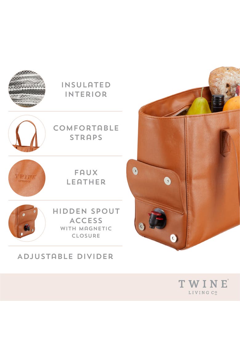 Insulated Wine Tote, Alternate, color, Brown