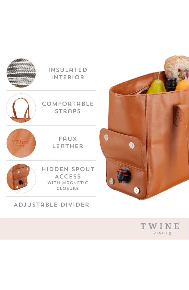 TWINE Insulated Wine Tote, Alternate, color, Brown