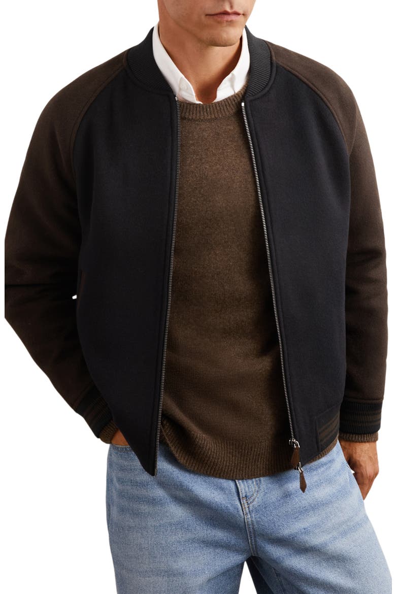 Rylan Wool Blend Jacket, Main, color, NAVY/BROWN