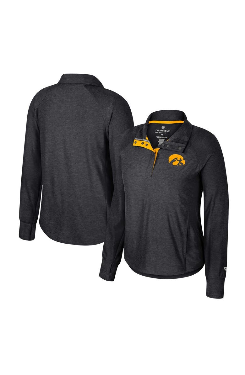 COLOSSEUM Women's Colosseum Black Iowa Hawkeyes Cressida Raglan Half-Snap Top, Main, color, 