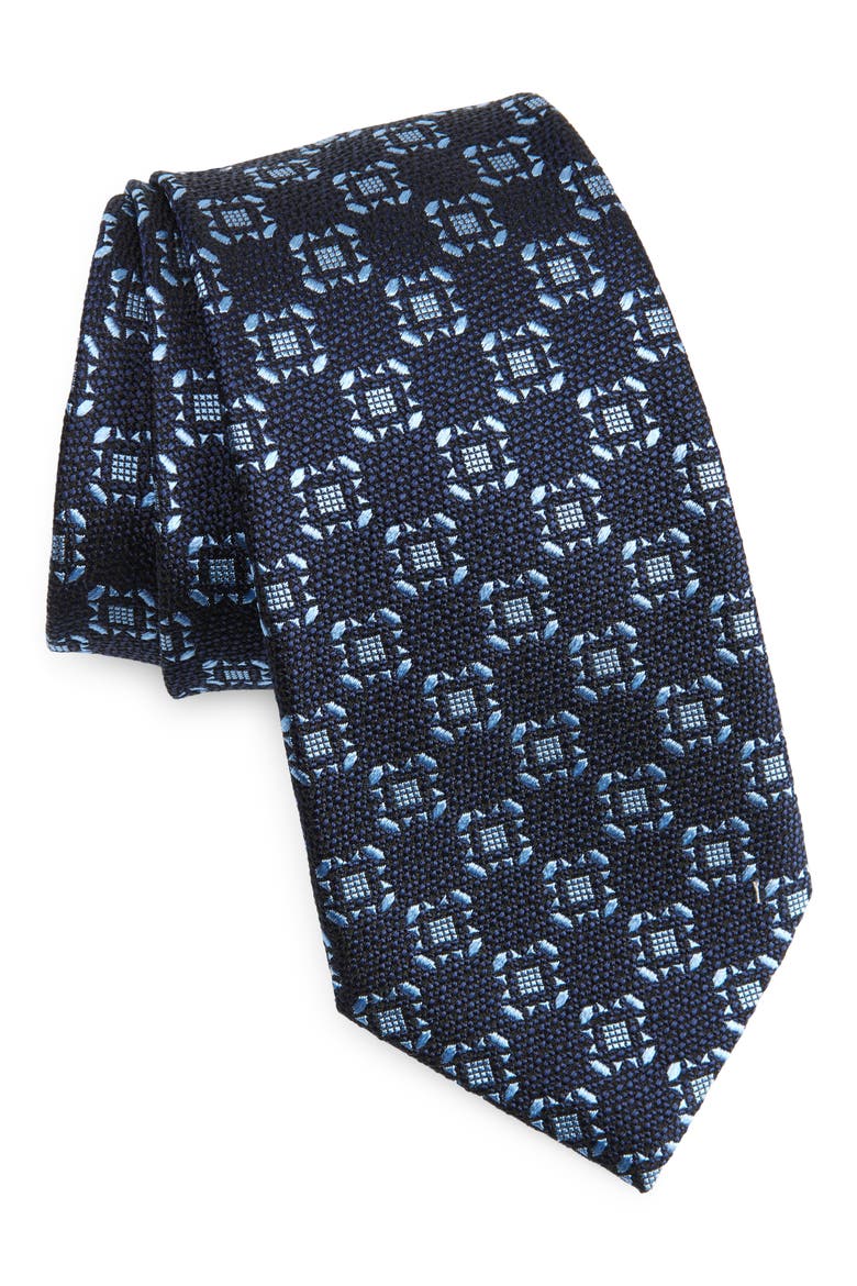 Couture Geo Silk Tie, Main, color, NAVY