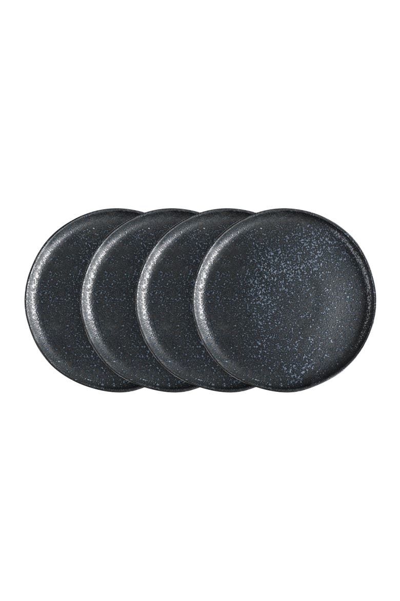 Tom Stoneware 4-Piece Dinner Plate Set, Main, color, Black and White