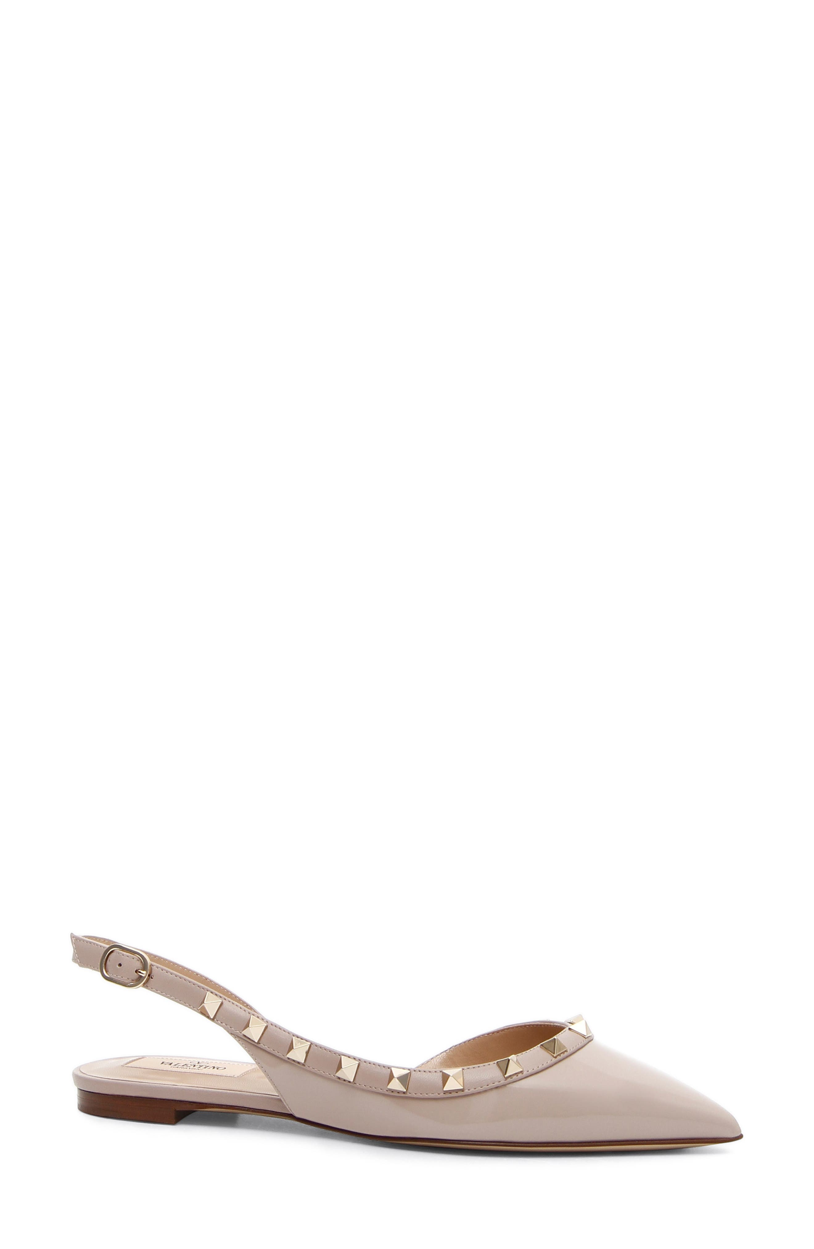 Valentino Garavani Rockstud Slingback Ballerina Flat, Main, color, 