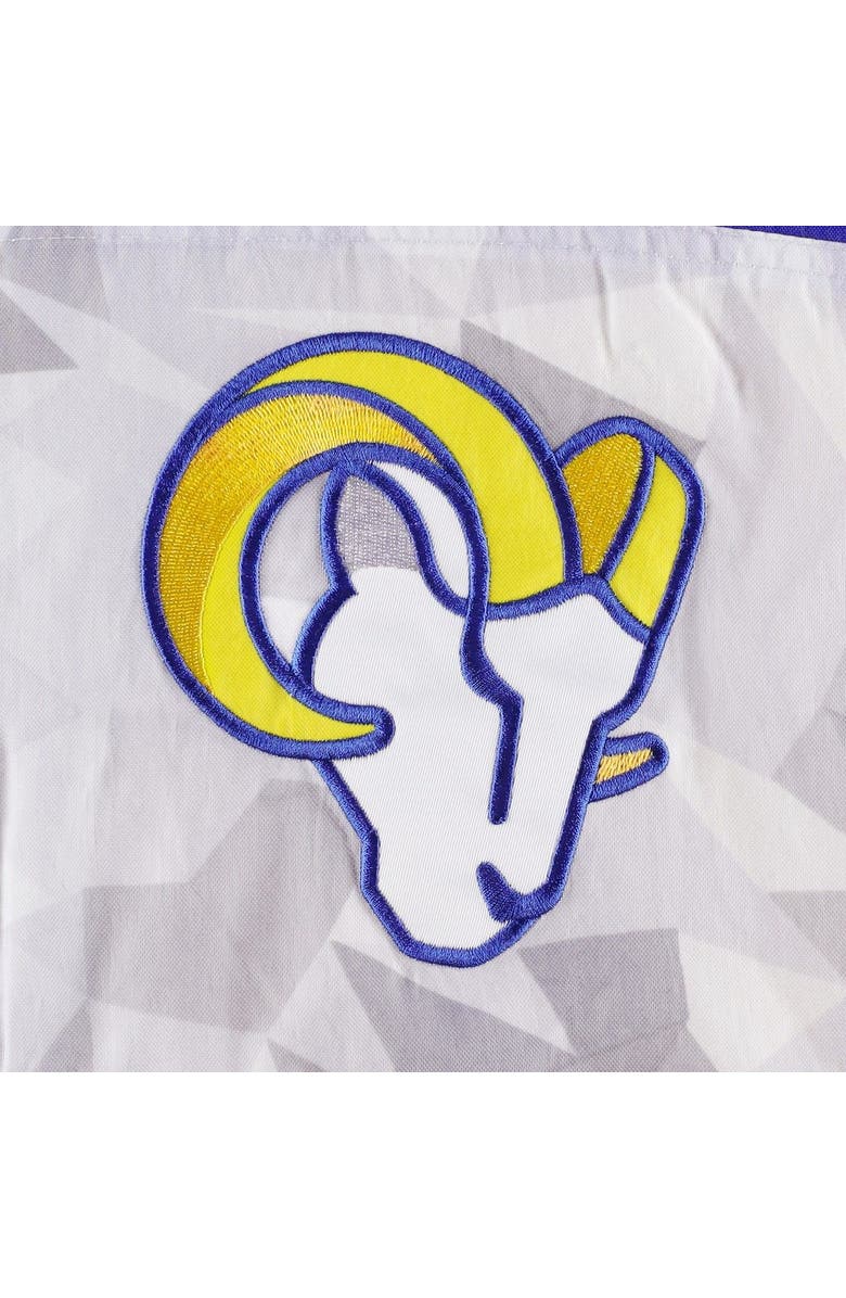 STARTER Men's Starter White/Royal Los Angeles Rams Thursday Night Gridiron Raglan Half-Zip Hooded Jacket, Alternate, color, White