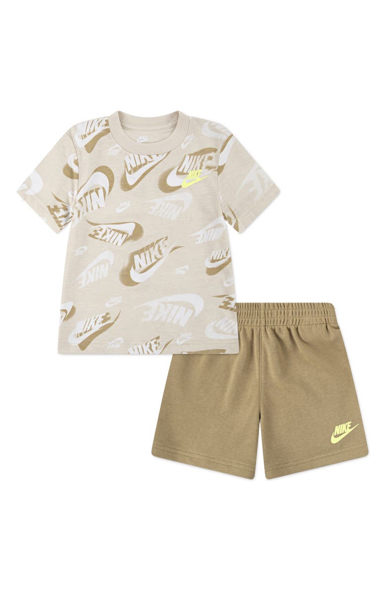 Nike Kids' On the Move Graphic T-Shirt & French Terry Shorts Set, Main, color, Parachute Beige