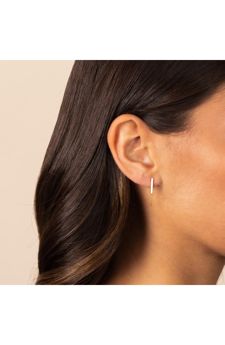BY ADINA EDEN Solid Bar Front Back Chain Stud Earring 14K, Alternate, color, 