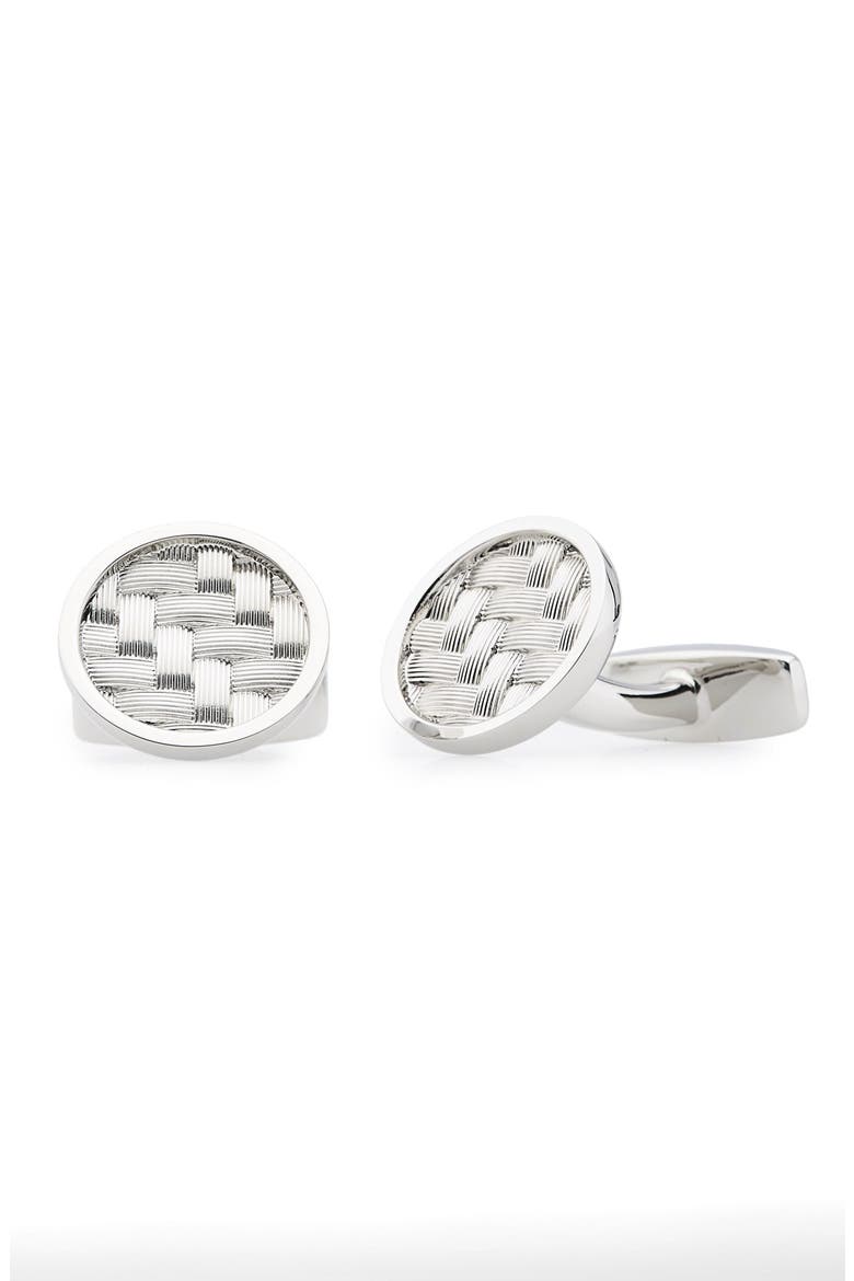 'Carlos' Round Cuff Links, Main, color, SILVER