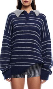 LIONESS Rising Sun Stripe Polo Sweater