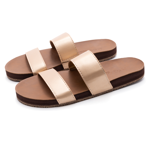 Womens Zensole Vistas Faux Leather Double Strap Slide Sandals