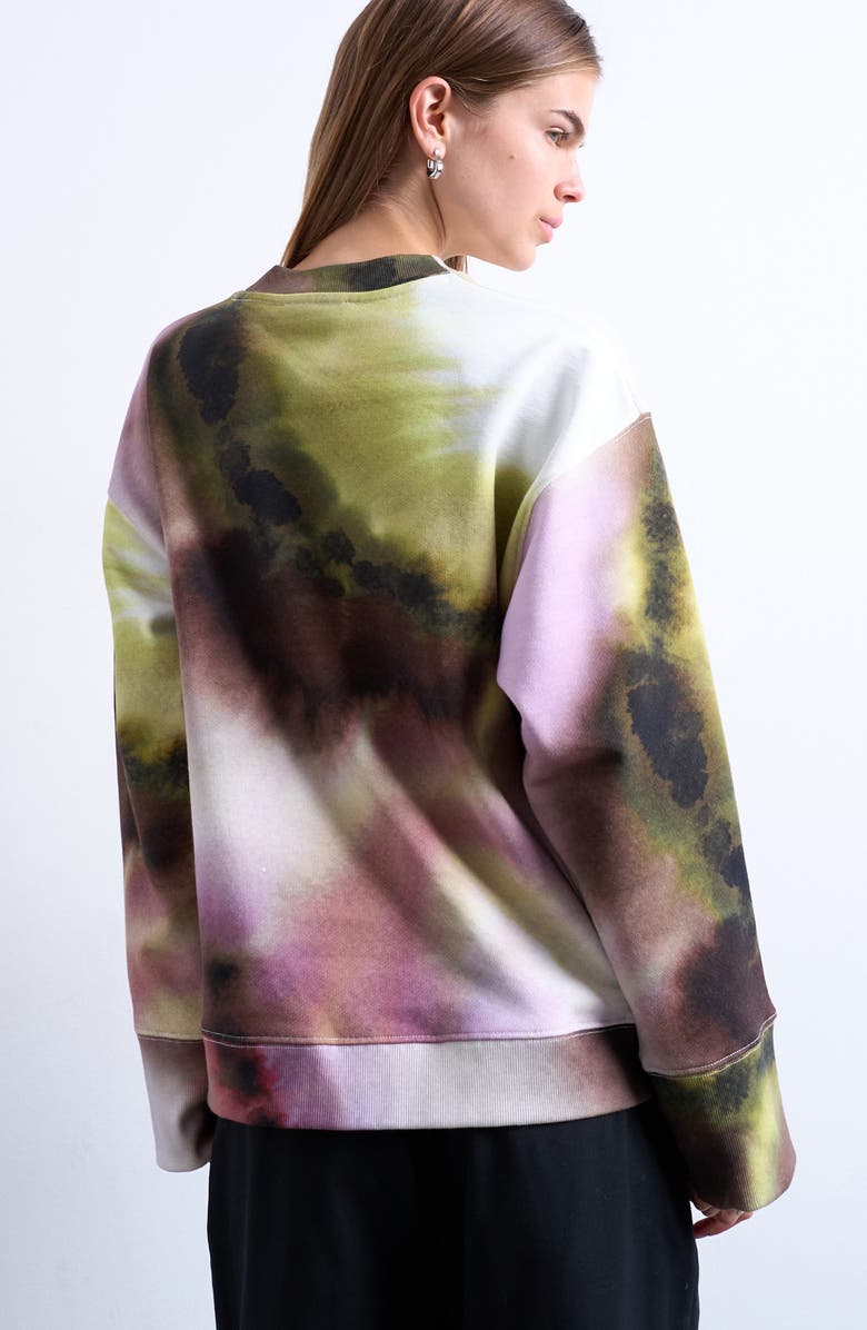Topshop Tie Dye Oversize Cotton Blend Sweatshirt, Alternate, color, Pink