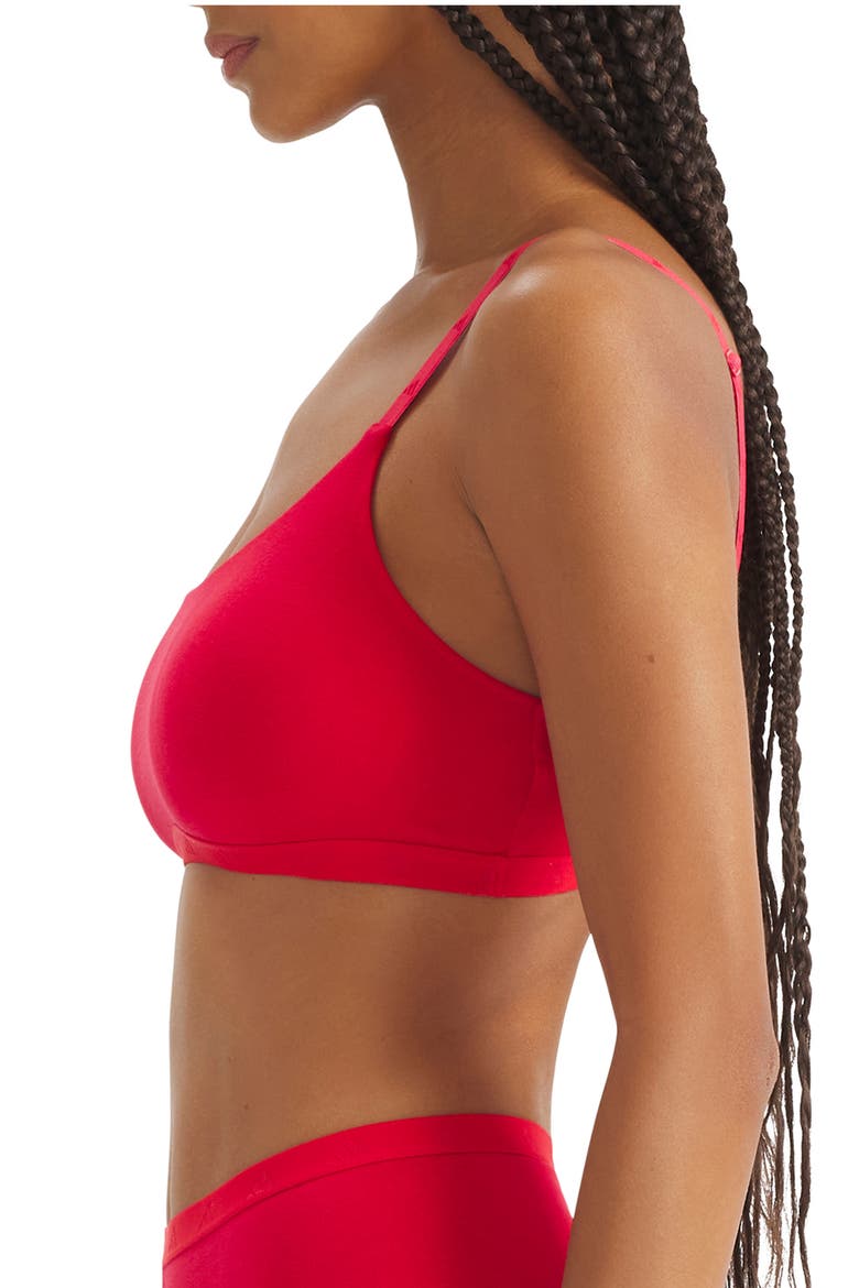 Essentials Cotton Blend Scoop Bralette, Alternate, color, PURE RUBY