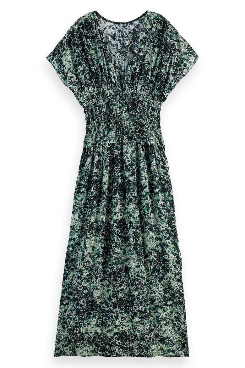 Smocked Waist Maxi Dress, Alternate, color, SHIBORI FLORAL GREEN