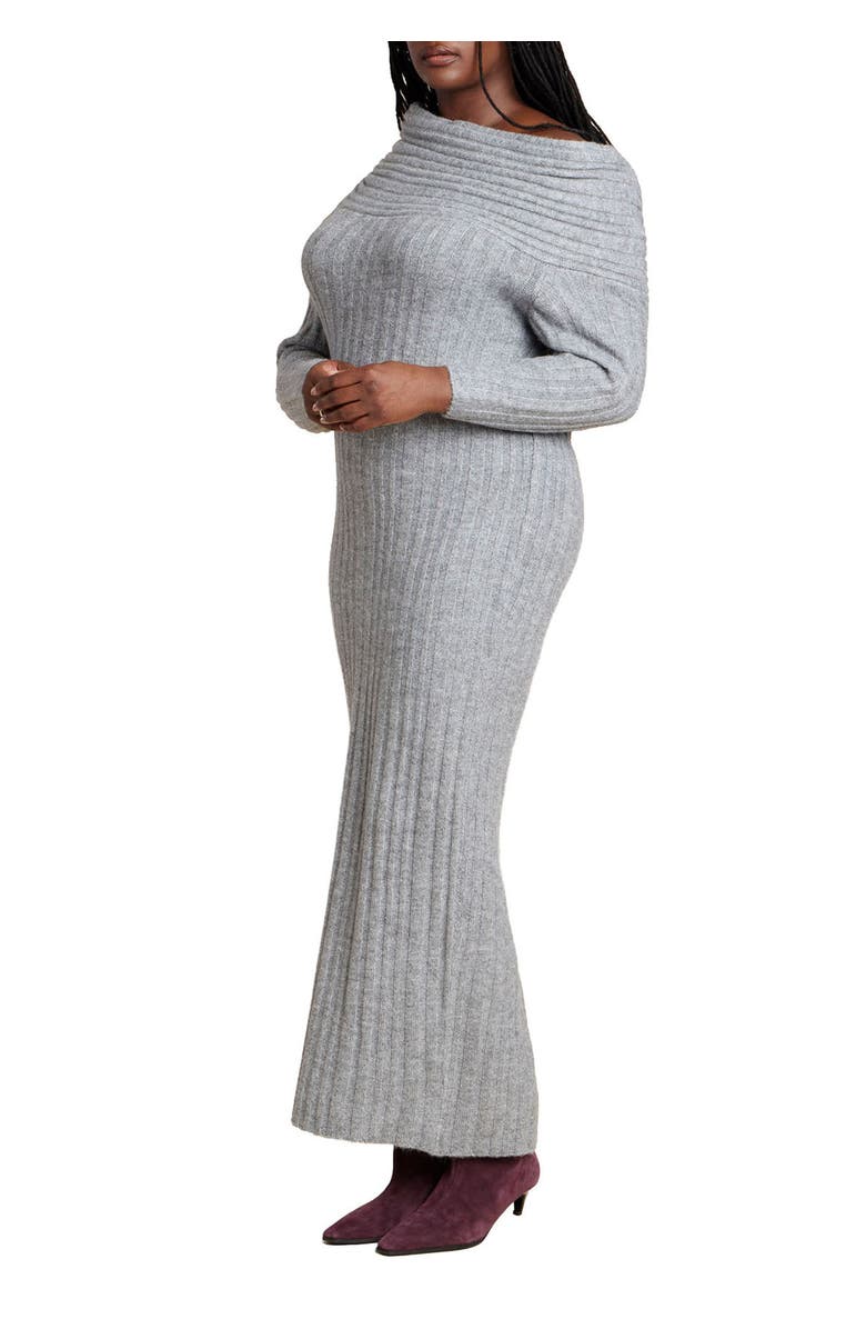 ELOQUII High Collar Sweater Dress, Main, color, Charcoal Grey