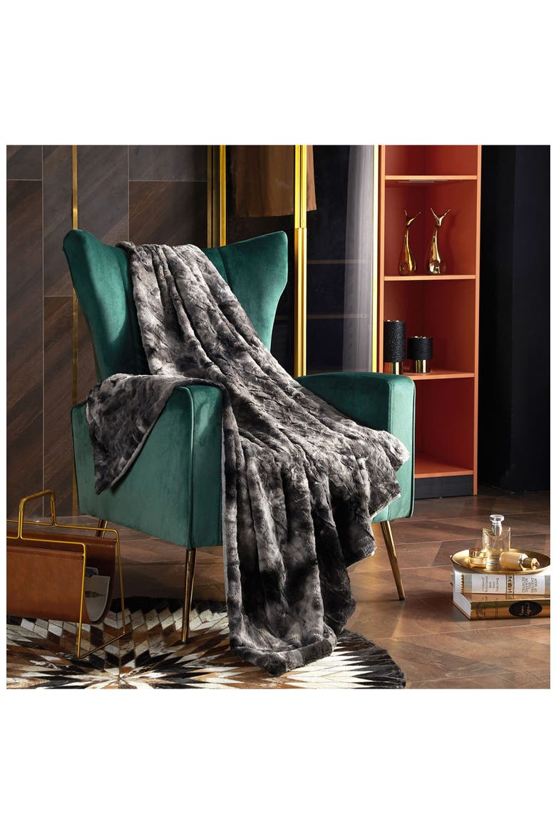Avalon Faux Fur Textured Throw Blanket, Alternate, color, GREY