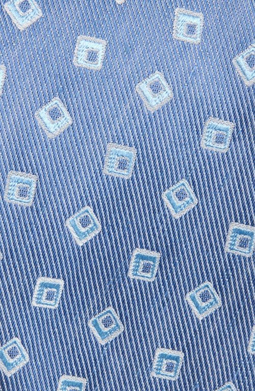 David Donahue Geometric Silk & Linen Tie In Blue