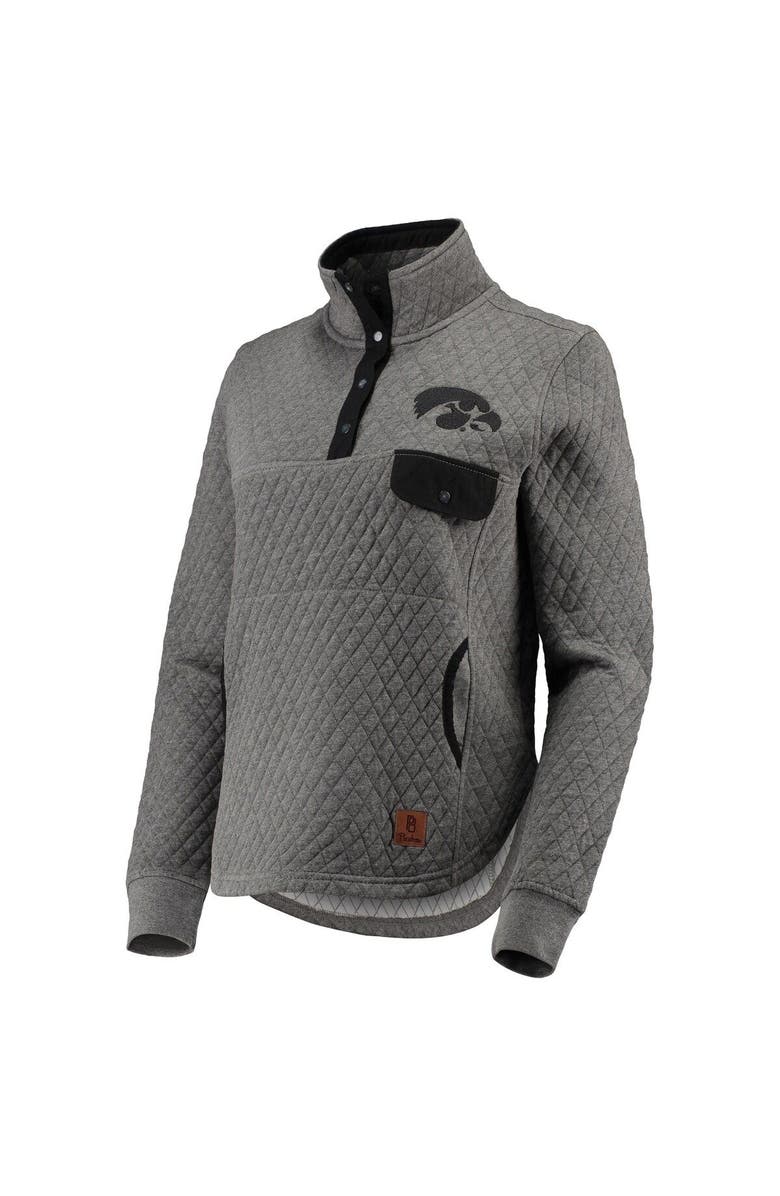 PRESSBOX Women's Pressbox Heathered Gray/Black Iowa Hawkeyes Magnum Quilted Quarter-Snap Pullover Jacket, Alternate, color,