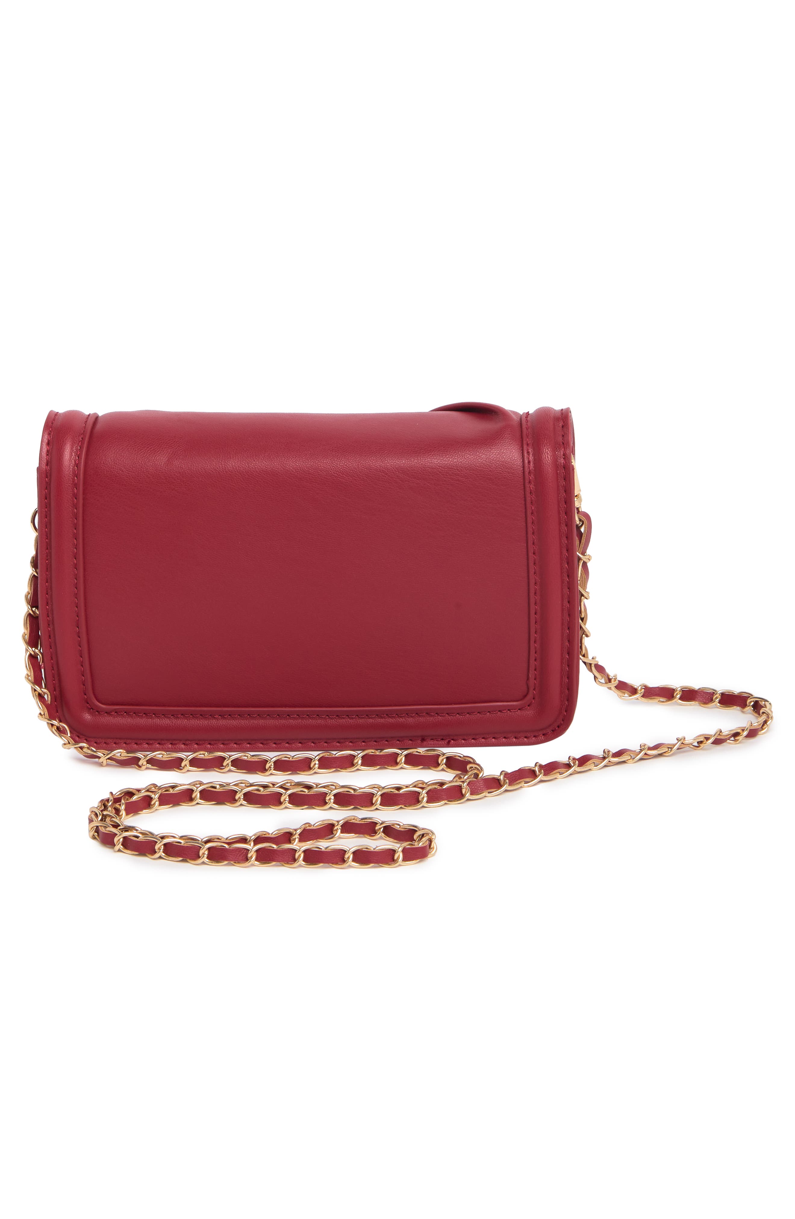 Badgley Mischka Collection Small Pleat Crossbody Bag, Alternate, color, Brick Red
