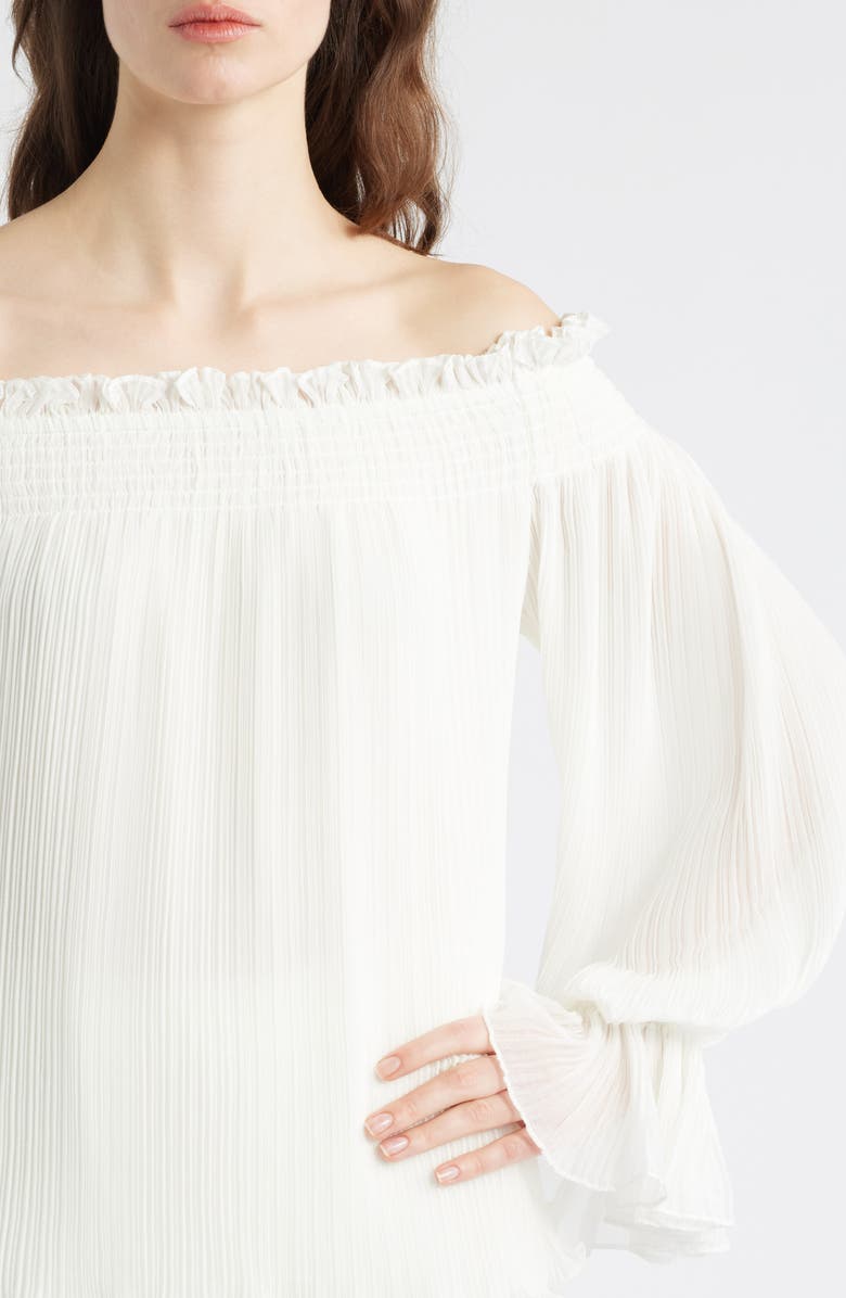 KOBI HALPERIN Elizabeth Plissé Off the Shoulder Top, Alternate, color, Ivory