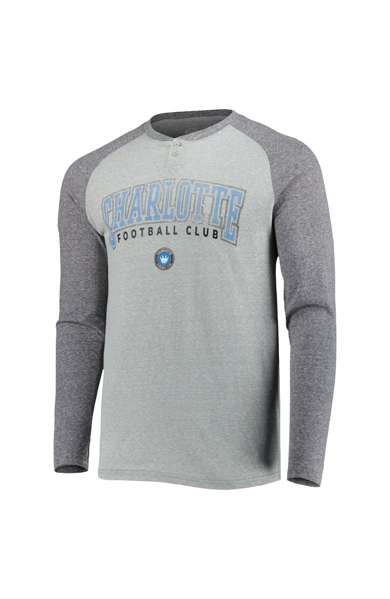 CONCEPTS SPORT Men's Concepts Sport Heathered Gray/Heathered Charcoal Charlotte FC Ledger Raglan Long Sleeve T-Shirt, Alternate, color, Charcoal