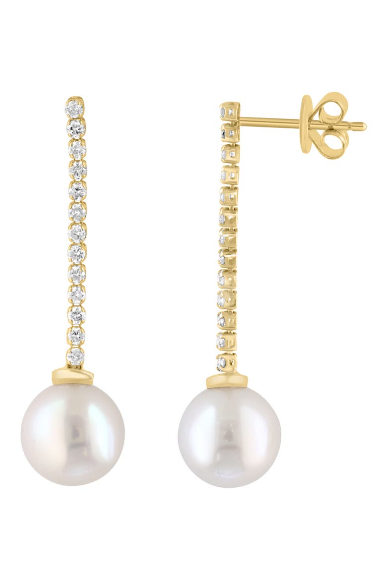 Freshwater Pearl & Diamond Earrings, Alternate, color, WHITE