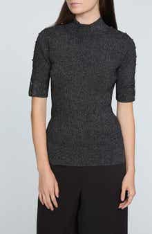 The Samantha Metallic Snap Accent Mock Neck Sweater