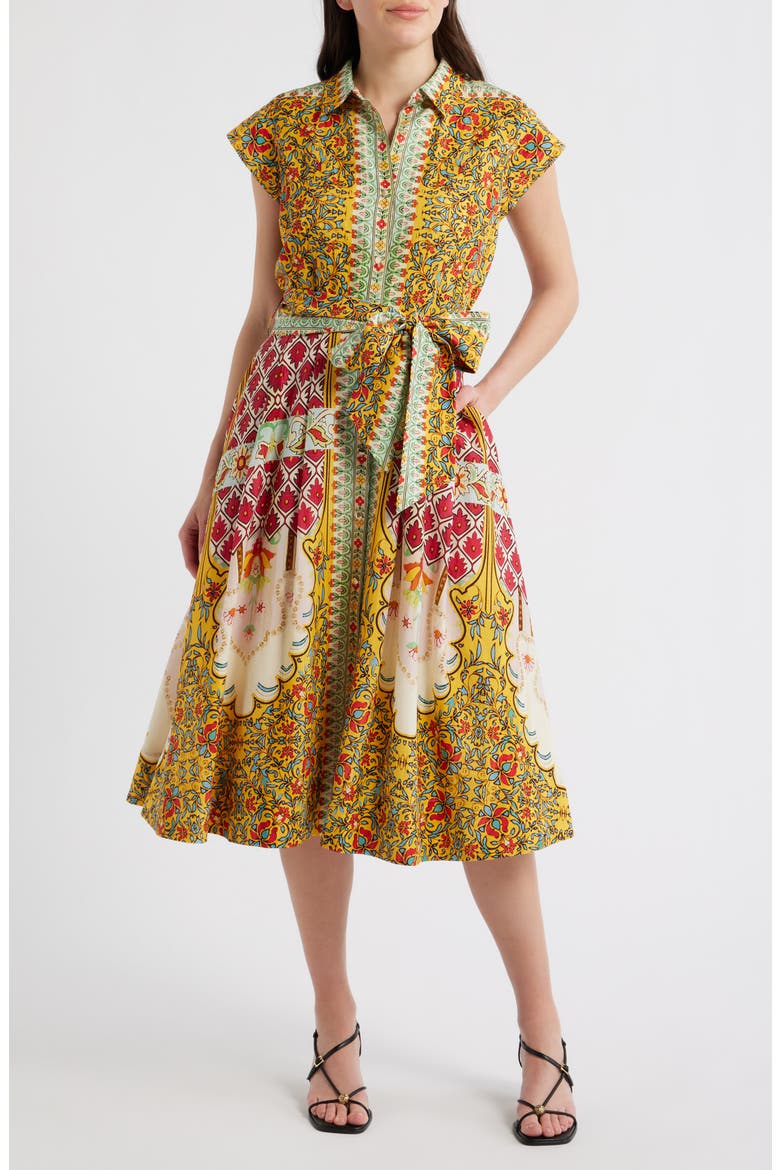 Fran Baroque Print Tie Waist Shirtdress, Main, color, BAROQUE PRINT