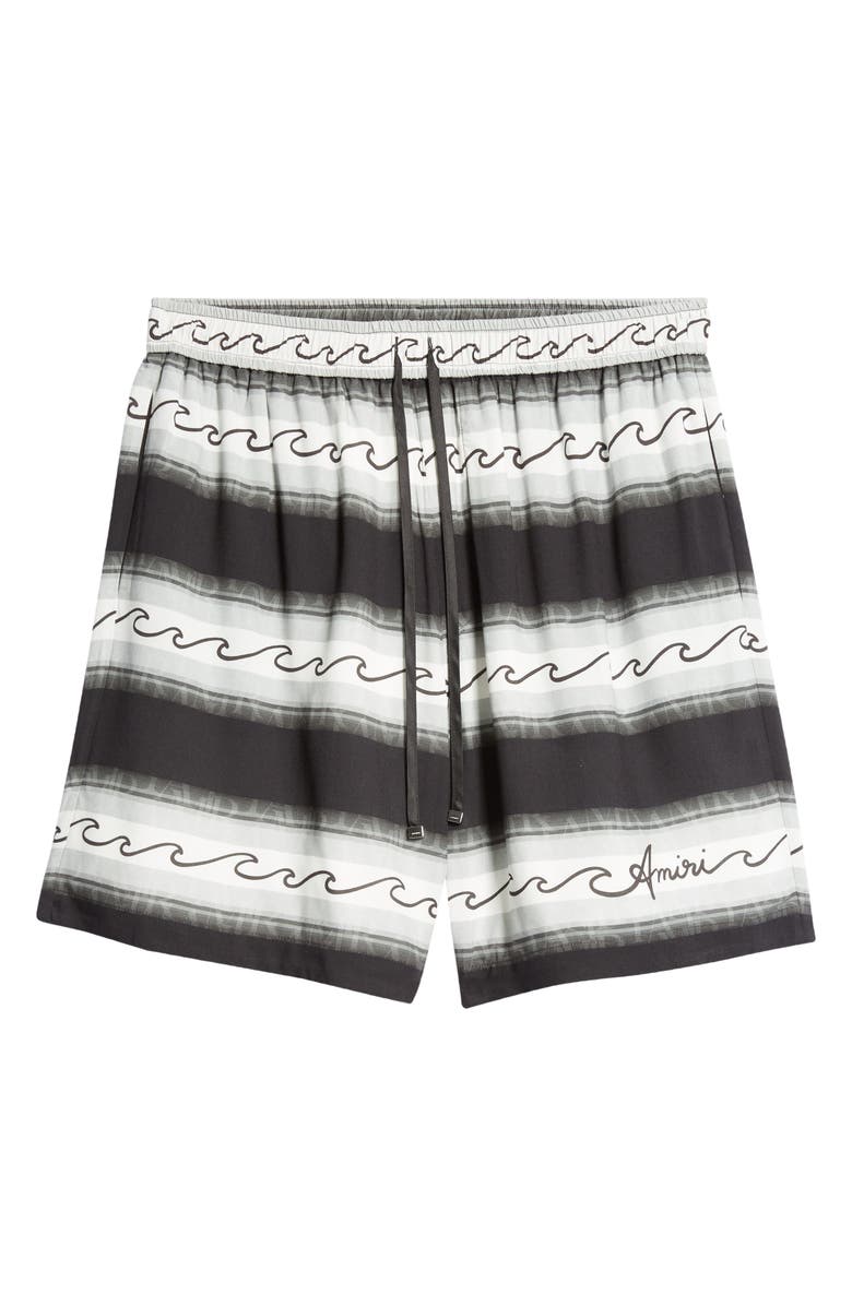 AMIRI Wave Baja Stripe Shorts, Alternate, color, Black