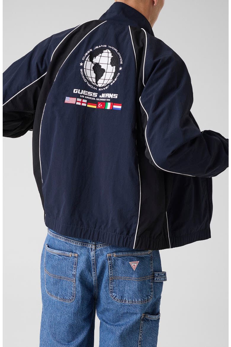Nylon Track Jacket, Alternate, color, BLUE