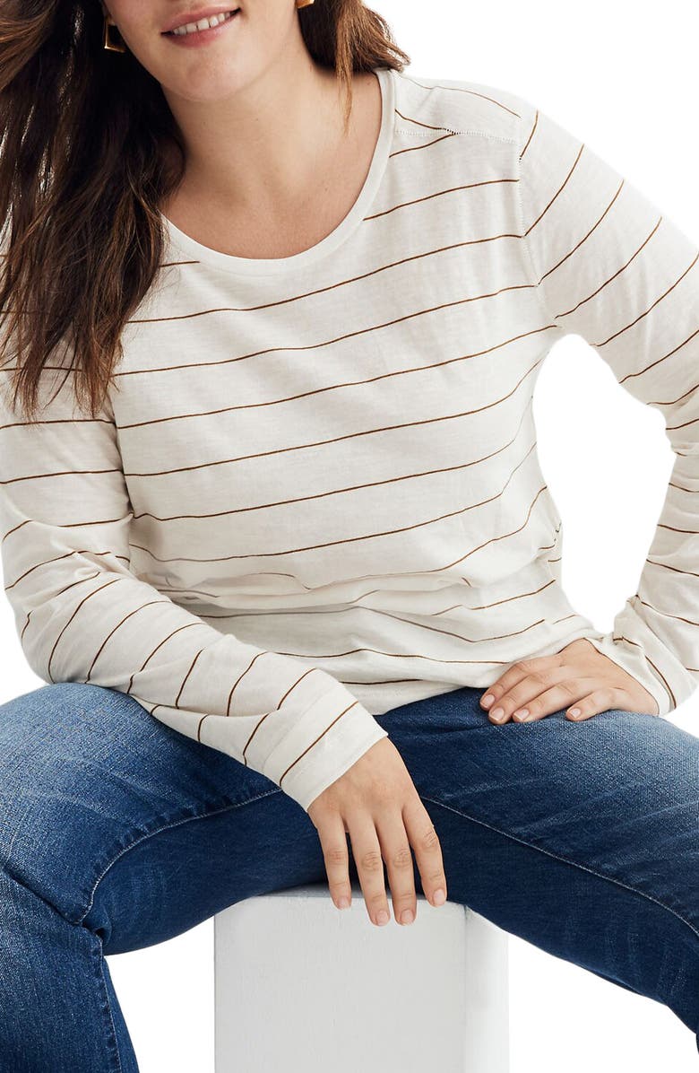 Madewell Stripe Whisper Cotton Long Sleeve Tee, Alternate, color, 