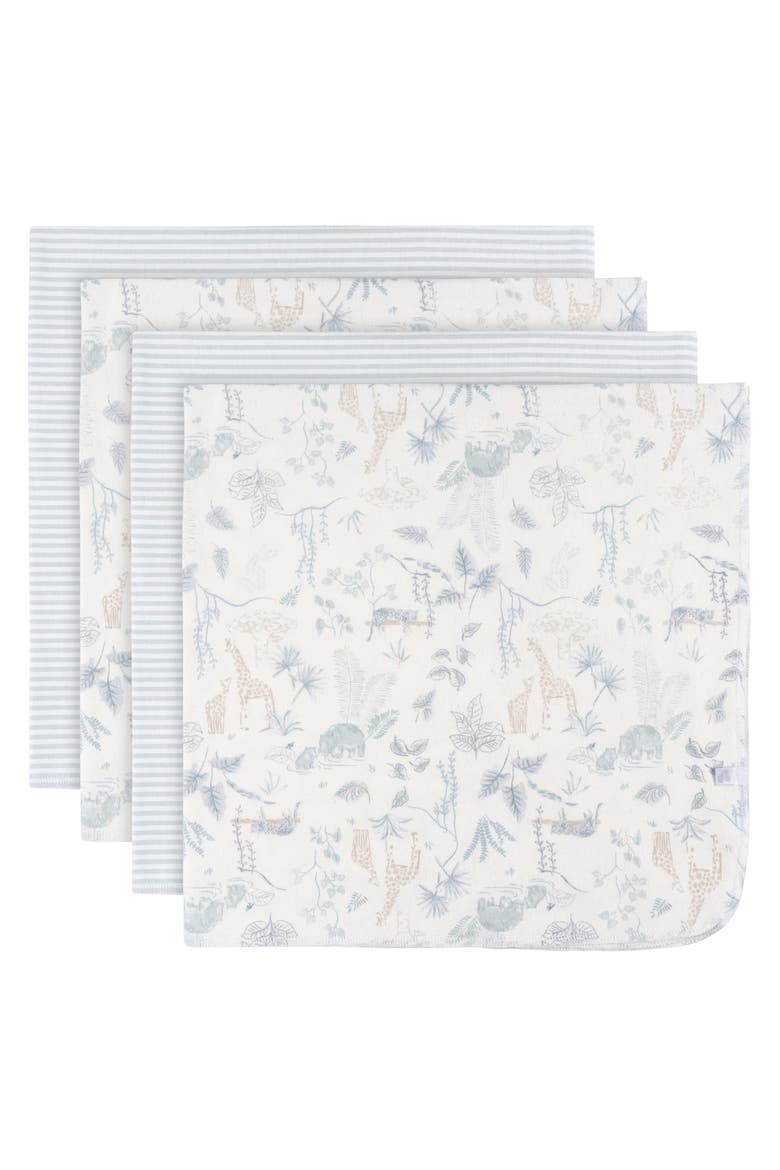 Blue Cotton Flannel Swaddles 4-Pack, Main, color, Giraffe