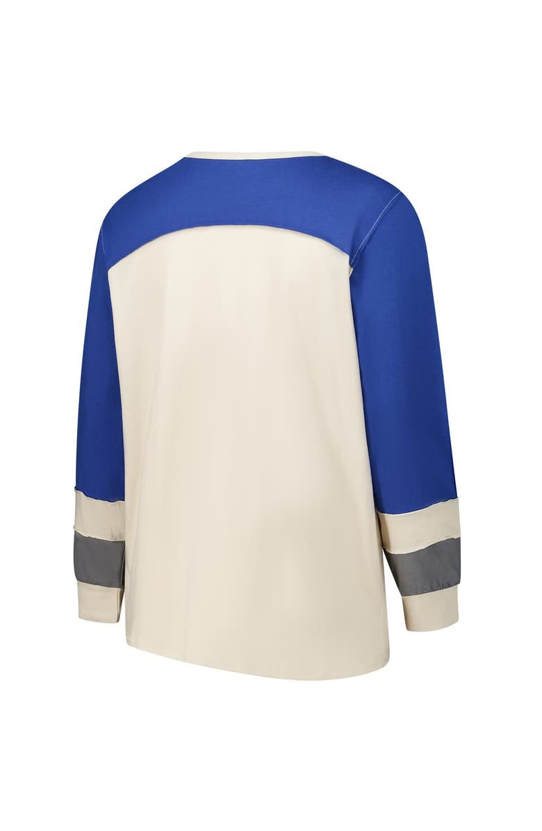 '47 Women's '47 Cream/Royal Seattle Seahawks Plus Size Double Header Curve Toni Long Sleeve T-Shirt, Alternate, color, Cream